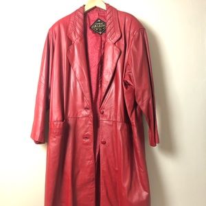 Authentic red leather coat Charles Klein vintage